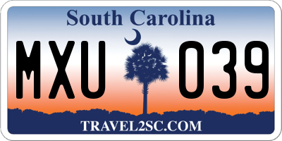 SC license plate MXU039