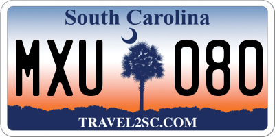 SC license plate MXU080