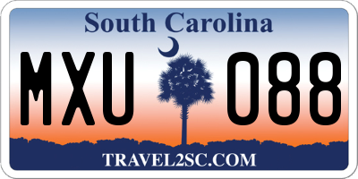 SC license plate MXU088