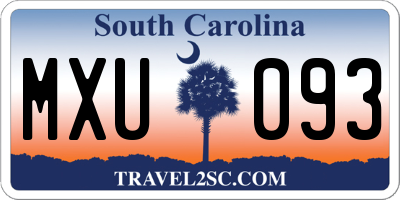 SC license plate MXU093