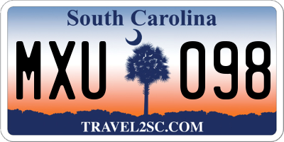 SC license plate MXU098
