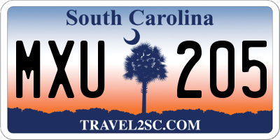 SC license plate MXU205