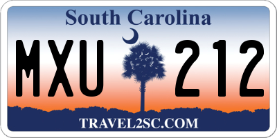 SC license plate MXU212