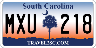 SC license plate MXU218