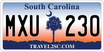 SC license plate MXU230
