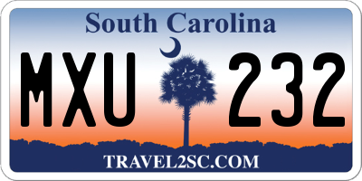 SC license plate MXU232