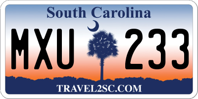 SC license plate MXU233