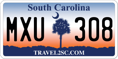 SC license plate MXU308
