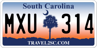 SC license plate MXU314