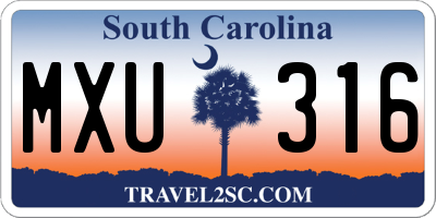 SC license plate MXU316