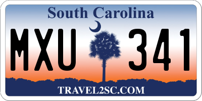 SC license plate MXU341