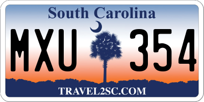 SC license plate MXU354