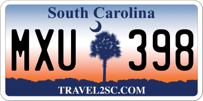 SC license plate MXU398