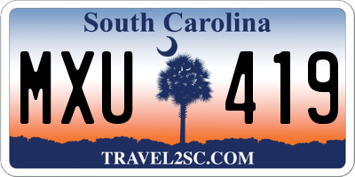 SC license plate MXU419