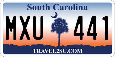 SC license plate MXU441
