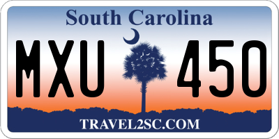 SC license plate MXU450