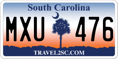SC license plate MXU476