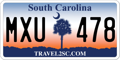 SC license plate MXU478
