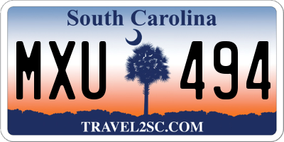 SC license plate MXU494