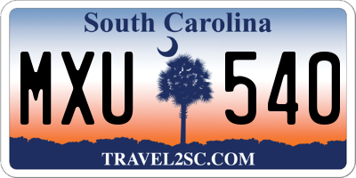SC license plate MXU540