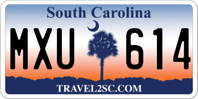 SC license plate MXU614