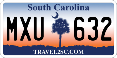 SC license plate MXU632