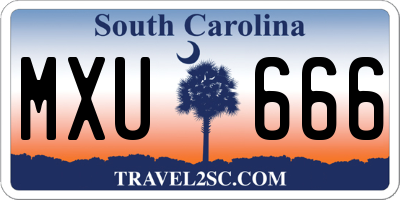SC license plate MXU666