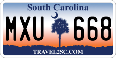 SC license plate MXU668