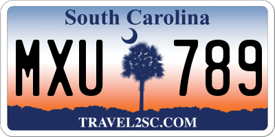 SC license plate MXU789
