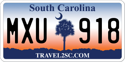 SC license plate MXU918