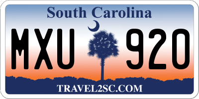 SC license plate MXU920