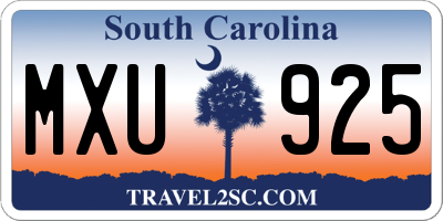 SC license plate MXU925