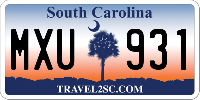 SC license plate MXU931