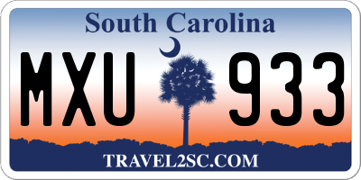 SC license plate MXU933