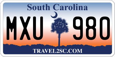 SC license plate MXU980