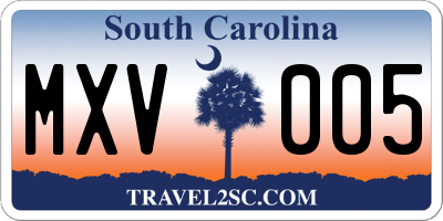 SC license plate MXV005