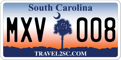 SC license plate MXV008