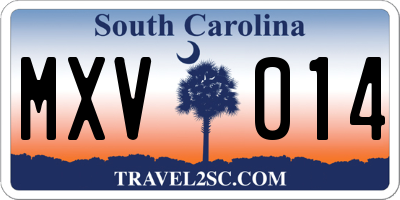 SC license plate MXV014
