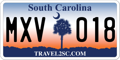 SC license plate MXV018
