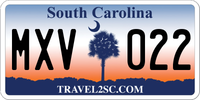 SC license plate MXV022