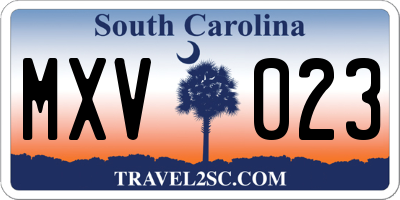 SC license plate MXV023
