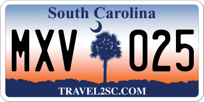 SC license plate MXV025