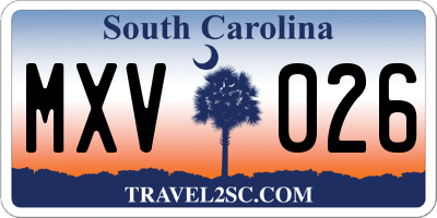 SC license plate MXV026