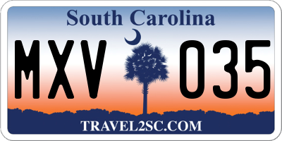 SC license plate MXV035