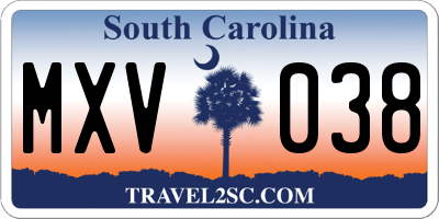 SC license plate MXV038