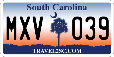 SC license plate MXV039