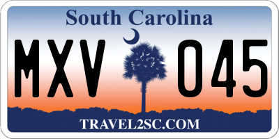 SC license plate MXV045