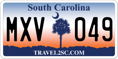 SC license plate MXV049