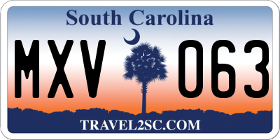 SC license plate MXV063