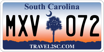 SC license plate MXV072
